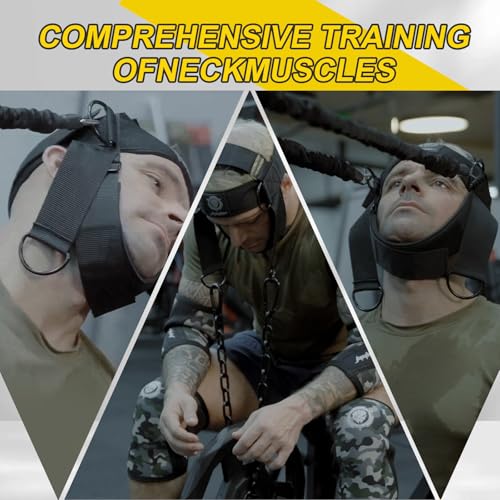 Neck Harness for Increases Neck Core Strength - Neck Exerciser with 30" Heavy Duty Steel Chain for Safely Lifting Weights Up to 280 lbs - color: Military Green Camo