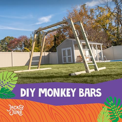 Jack and June DIY Monkey Bars Kit 12 Pack Heavy Duty and Durable Do It Yourself UV-Resistant Outdoor Fun for Kids 21 Inch in Length Powder Coated Finish Monkey Bars