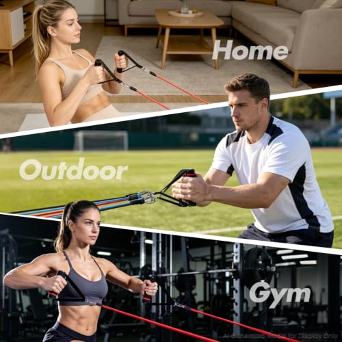 Resistance Bands Set, Himaly Exercise Bands Strength Training Fitness Bands Workout Elastic Bands with Legs Ankle Straps, Door Anchor, Handles & Carry Bag for Home Outdoor Workouts - color: Colorful (Standard Bands)