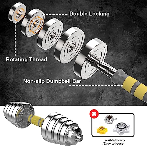 PHOEROS Adjustable Dumbbell Set - 44/66/88 LBS weights set, Dumbbell Barbell 3 in 1, Steel Dumbbells Pair with Connecting Rod for Adults Women Men Fitness Workout, Home Gym Exercise Training Equipment - color: 66lbs