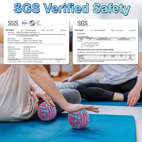 Deep Tissue Massage Ball for Exercise & Recovery - SGS Certification - Targets Back, Shoulder, Legs&Feet - Relieves Muscle Knots, Joint Pain&Tightness, Pressure Point Therapy- Myofascial Release Ball - color: Blue&pink, size: Set | 2.8 & 5.1 Inch