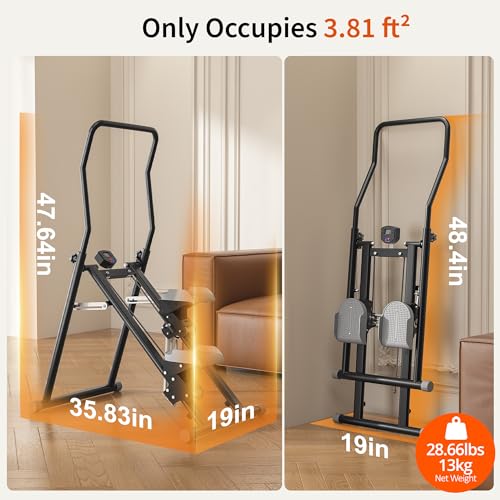 MOMODA Stair Stepper Resistance Adjustable Folding Vertical Climber Machine for Home Gym Full-Body Workout - color: Black