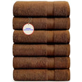 KAHAF COLLECTION 100% Cotton Bath Towels, 24x48 Pack of 6 Towels, Quick Dry, Highly Absorbent, Soft Feel Towel, Gym, Spa, Bathroom, Shower, Pool, Luxury Soft Towels (Brown, 24x48-6 Pack) - color: Brown, size: 24x48 - 6 Pack