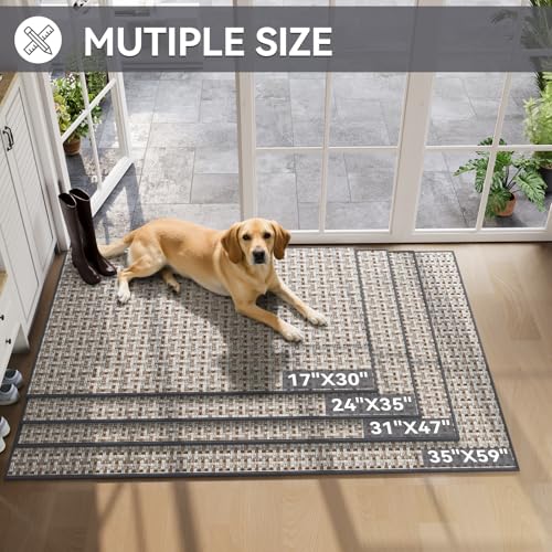 Indoor Door Mat 24x72 Dirt Resistant and Absorbent, Non-Slip Rubber Backing Floor Mats, Easy Clean Low-Profile Doormat for Entryway, Front Door, Inside Entrance Gray - color: A- Gray, size: 24"x72"