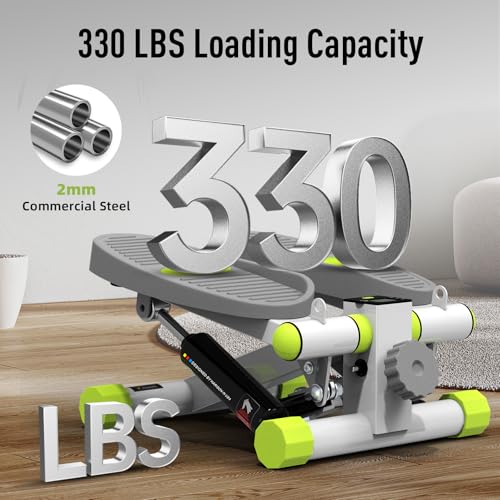 HARISON Mini Stepper with LCD Monitor, 330 LB Capacity for Home Cardio | Compact Stair Training Machine With Quiet Hydraulic Resistance, Portable Design For Under Desk Workouts & Small Spaces - color: White