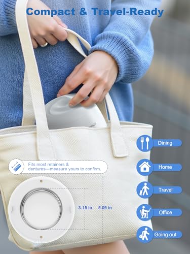 KUNPHY Ultrasonic Retainer Cleaner Machine, 48kHz Dental Cleaning Pod Home | 4 LED Light 48KHz Ultrasound Portable Mouthguard Night Guard Cleaner, IPX7 Waterproof, Quiet 45dB, Overheat Protection, White - size: 200ML