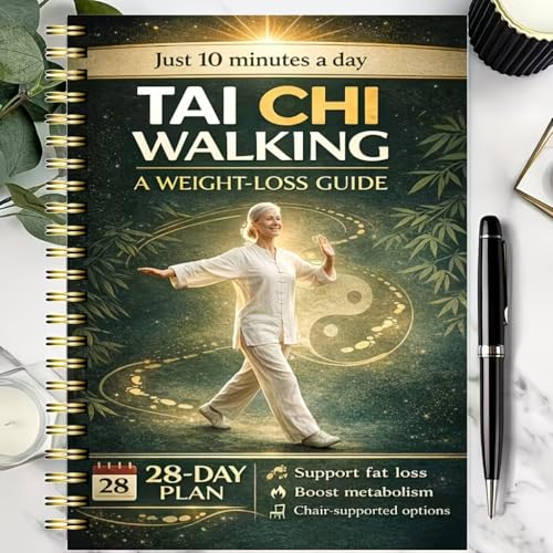28-Day Senior Balance & Weight Loss Journal – Tai Chi Walking Workout Log, Low-Intensity Exercise Tracker, Designed for Seniors, Spiral-Bound Fitness Planner (2 Copies)
