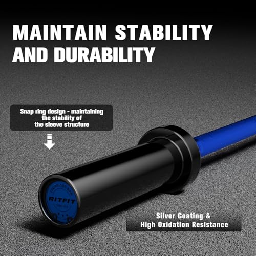 RitFit Barbell Weight Set - 4/6FT Olympic Barbell with Weight Plates (55-115LB Total) - Weightlifting Equipment for Squats, Curls, Deadlifts, Presses, Hip Thrusts - color: Black/Blue, size: 4FT With 35LB Plates