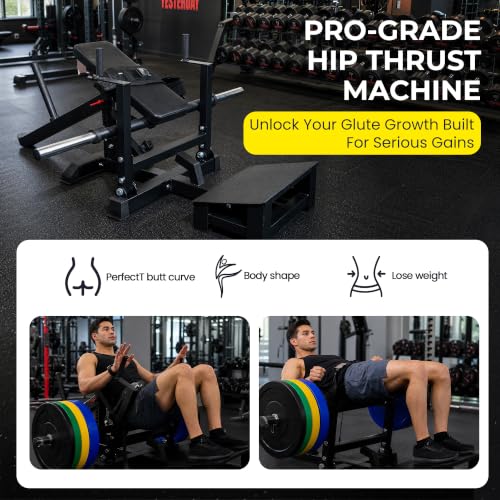 Hip Thrust Machine, Plate-Loaded Glute Bridge Machine, Heavy Duty Glute Builder for Home Gym,Butt Shaping and Building Glute Muscles Sports Training-Completely Upgraded - color: black