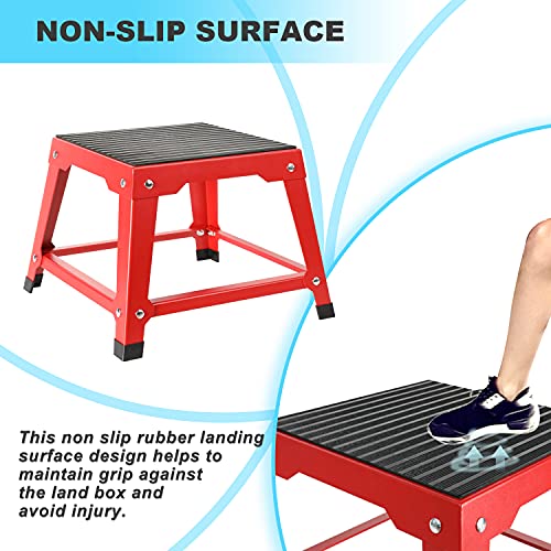 12 Inch Plyometric Platform Box Red Step Up Box Exercise Jump Box Gym Step Up Platform Fitness Jump Box Step Stool Exercise Jumping Box Step Stool Workout Exercise Fit Training
