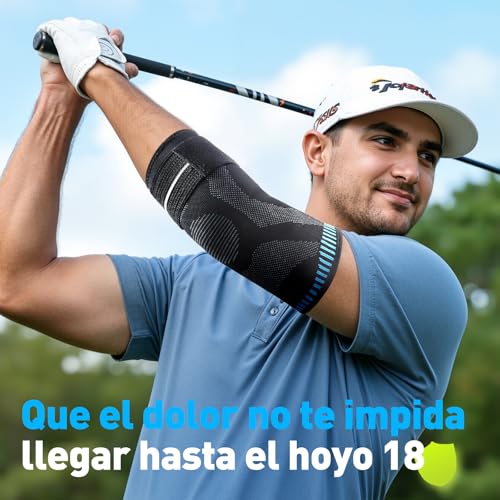 AGPTEK Elbow Compression Sleeve with 2 Gel Pads, Pain Relief Elbow Brace Tendonitis and Tennis Golfer's Elbow, Breathable Arm Sleeve Support for Tennis, Golf, Basketball, Weightlifting, M - size: M