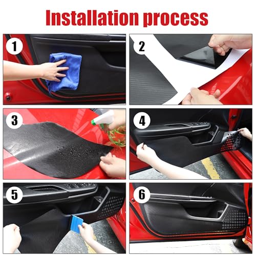 TOMALL Carbon Fiber Door Anti-Kick Pads Stickers, 4pcs Set for Honda Civic 10th (2016-2021) Waterproof Leather Protector Decorations, Easy Installation, Black