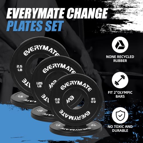 EVERYMATE Change Weight Plates 1.25LB 2.5LB 5LB Set Fractional Olympic Bumper Plates for Cross Training Steel Insert Strength Training - color: 8.5 LB(0.5+1.25+2.5), size: Black