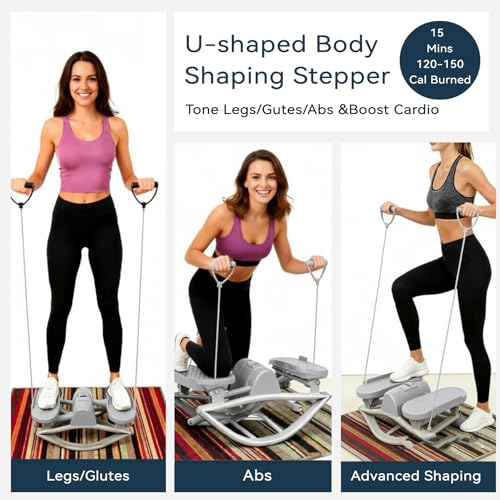 Rock Stepper with Resistance Bands - Ultra-Quiet Hydraulic Lateral Stepper, Fully Assembled Side to Side Step Rocker for Home Office, 250LBS Capacity - color: Light gray