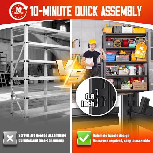 71"Hx46"Wx18"D Garage Shelving-2050 lbs 5 Tier Storage Shelves,Adjustable Heavy Duty Metal Shelving Unit and Storage Large Rack,Utility Steel Shelf for Warehouse Industrial Pantry Basement Black - size: MDF/46"Wx18"Dx71"H
