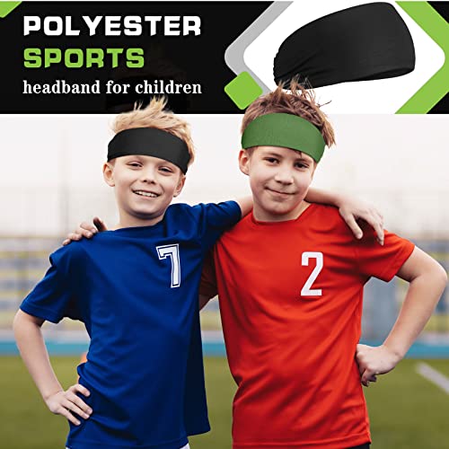 Deekin 6 Pcs Sweatbands for Kids Soccer Headbands Boys for Sports Breathable Sweat Wicking Headband for Kids Athletic Baseball Football Youth 5-15 Years Old - color: Solid Color