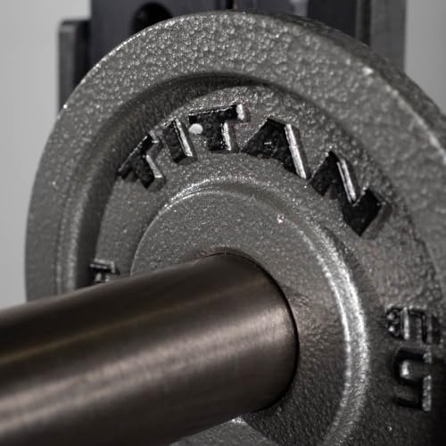 Titan Fitnes Cast Iron Olympic Plates, Classic Weight Plate Design, Hammer Finish - size: 5 LB Pair