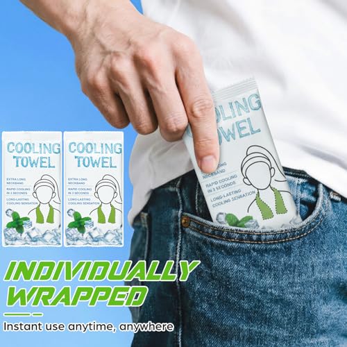 25 Count Disposable Cooling Towel, 23.6''x 7.9'' Large Cooling Body Wipes, Sports Ice Towel for Hot Weather Oversized and Extra Thick, Individually Wrapped for Sport Player