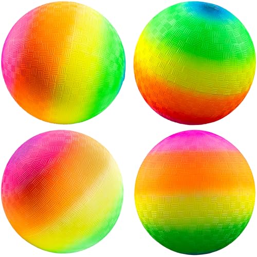 PlayBolt Rainbow Playground Balls - 8.5Inch (Pack of 12) Rubber Bouncy Inflatable Balls for Kids and Adults, Indoor and Outdoor Games, Kickball, Dodgeball, Four Square, Dodge Ball, Handball - size: 8.5-Inch - Pack of 12