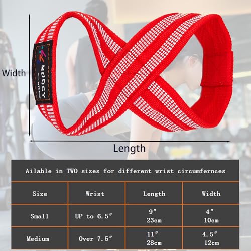 Figure 8 Lifting Straps for Deadlift,Weightlifting,Strongman,& Cross Training Strong Weightlifting Wrist Wraps - color: Red, size: Medium