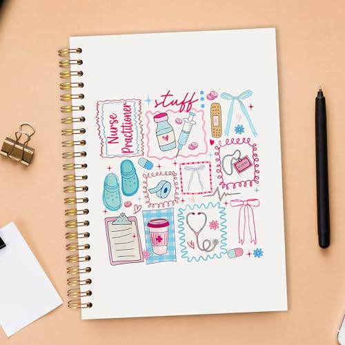Nurse Practitioner Gifts for Women Spiral Notebook 5.5x8.3 in, Nurse Appreciation Week Gifts, Coquette Nursing Medical Hardcover Notebook Journal for Women Work - color: Coquette Nursing Medical