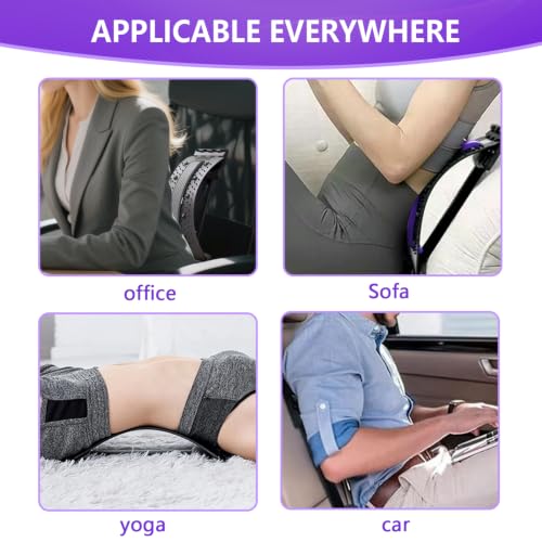 Back Stretcher - 4-Level Adjustable Lumbar Support Board & Back Cracker for Lower Back Pain Relief, Home Office Use (Purple) - color: Purple