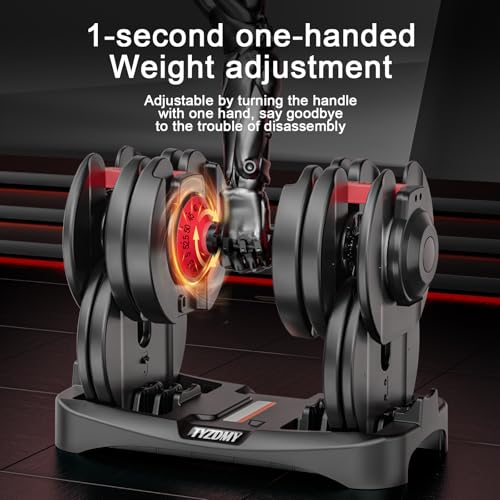 TYZDMY Adjustable Dumbbells Set of 2，Free Weights Dumbbells Set | Adjustable Dumbbell Set，52.5 lbs pair 105 lbs，15 in 1，for Men/Women Gym Equipment for Home Strength Training Equipment