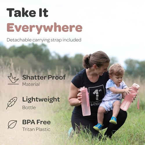 Hydracy Motivational Water Bottle with Time Marker & Fruit Infuser 17 oz | BPA-Free Tritan, Leakproof Flip-Top Lid,No-Sweat Sleeve,Carry Strap,Daily Intake Tracking for Gym,Sports,Outdoors - color: Rose Gold, size: 17 Ounces
