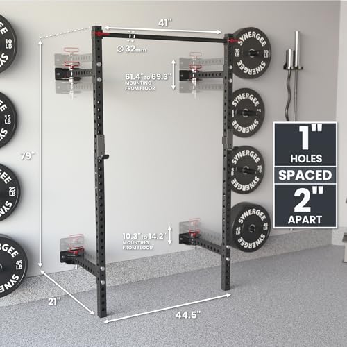 Synergee 2200 Folding Rack – 750 lb Capacity Power Cage - color: a) Black 79" x 21"