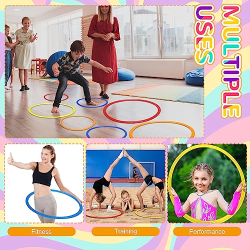 Libima 12 Pcs Obstacle Course Ring Set 16 Inch 28 Inch Hoop Plastic Toys Exercise Hoops Bulk for Little Teens Adults Party Games Educational Activities Holiday Decoration Gymnastics, 4 Colors