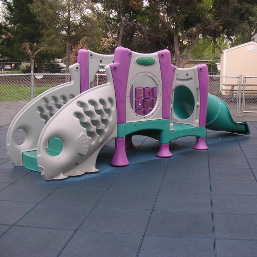 Rubber-Cal "Eco-Safety" Interlocking Playground Tiles - 2.50 x 19.5 x 19.5 inch - 4 Pack - 11 Square Feet Coverage - Black (04-126-CO-4pk)