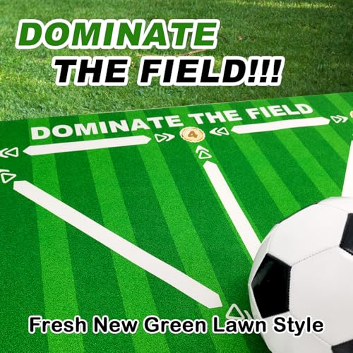 Football Footstep Training Mat, Soccer Training Mat 35 * 24IN, Soccer Skills Training Equipment with Storage Bag and Soccer Return Trainer Net - color: Green-White