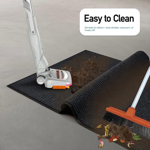 Durable Rubber Door Mat - Heavy Duty, Indoor/Outdoor, Easy Clean, Waterproof, Low-Profile Mat for Entry, Patio, Garage - Stylish (Charcoal, 2' x 3') - color: Charcoal, size: 2 x 3 feet