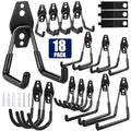 18 Pack Garage Hooks, Anti-Slip Coating, Hooks for Hanging Heavy Duty for Garages, Bicycles, Ladders, Gardening, Tools, Including 3 Organizing Straps