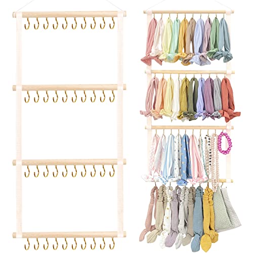 POVETIRE Headband Holder Head Bands Organizer for Girls, Baby Headbands Hair Accessories Organizer Storage Wall Hanging Decor for Nursery Toddler Girls Room - color: Beige
