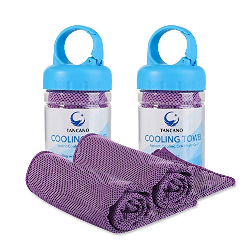 Sports Towel for Instant Cooling Relief Microfiber Towels for Golf Workout Swimming Gym Yoga Travel Camping Fitness 40"x12" Sweat Towel (Purple 2 Pack) - color: Purple 2 Pack
