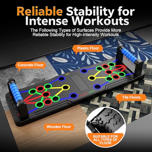 IUT Solid Push Up Board 15 in 1 Home Workout Equipment Multi-Functional Pushup Stands System Fitness Floor Chest Muscle Exercise Professional Equipment Burn Fat - color: M2-Blue Handle