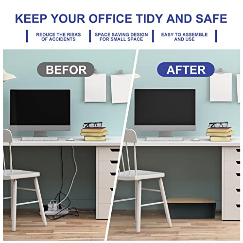 Cable Management Box - Wooden Style Large Cord Organizer to Hide Wires & Power Strips | Desk Computer Cable Organizer | Safe ABS Material | 16" (L) x 6.2" (W) 5.3" (H) | for Home & Office - Black - size: Large
