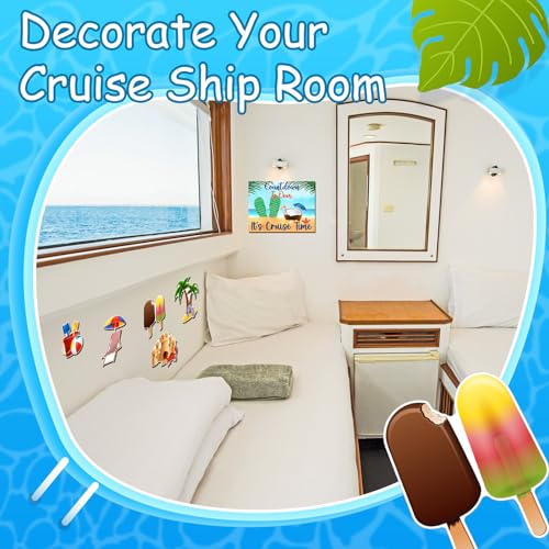 Kanayu 6 Pcs Summer Cruise Door Decorations Magnetic Large Ship Decorations Magnets Anchor Cruise Decor Car Fridge Magnet Decal for Carnival Stateroom Door - style: Cruise