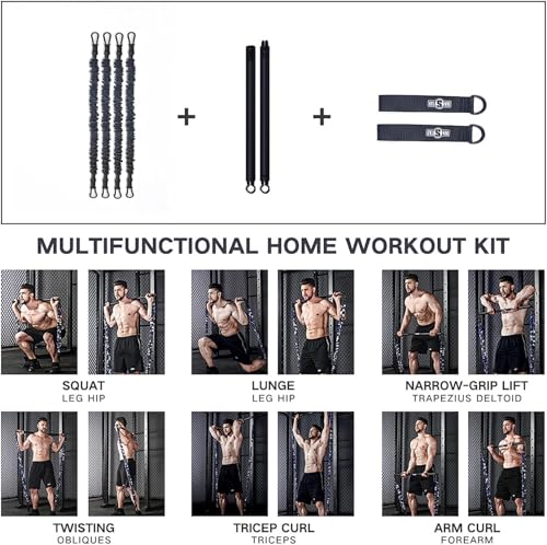 Innstar Multi-Function Resistance Bands for Working Out, Push Up Exercise Bands Resistance Bands Set for Bench Press Gym Equipment, Home Workout, Travel Portabl - color: Black Men 200Lbs