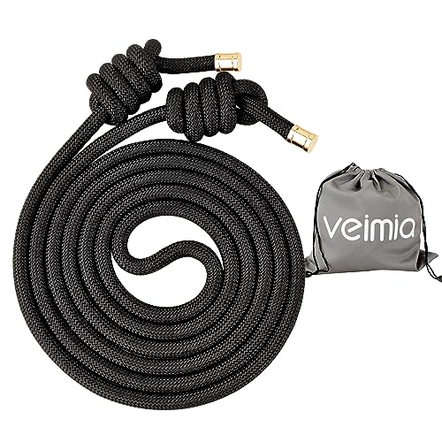 veimia Flow Rope for Fitness High Performance Double Woven Workout Rope Adjustable Flow Jump Rope for Men Women Training Indoor Outdoor Cardio Exercise Rope for beginner - color: Swan black