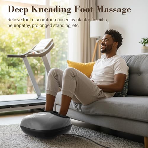 CuPiLo Foot Massager with Heat, FSA Eligible HSA Shiatsu Foot Massager Machine for Plantar Fasciitis, Adjustable Vibration & Pressure for Neuropathy Pain, Women Men Gifts, Fits Up to 12"(Gray) - color: Gray