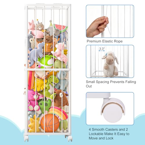 Stuffed Animal Storage Zoo Metal Toy Organizer 61x17x12.6in with Wheels - size: Large