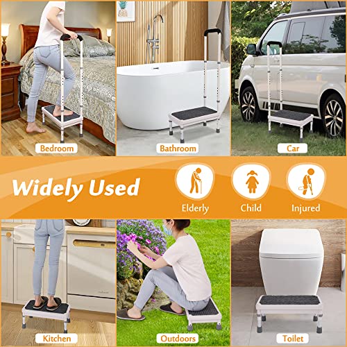 Step Stool with Handle for Elderly Adults, High Beds Steps Heavy Duty Metal Stepping Stool Mobility Aids Stand Assist, Medical Adjustable Bariatric Step Stool for Kitchen, Bedside, SUV, Bath - 400 lbs - size: 17.8x10.3x41.5inch