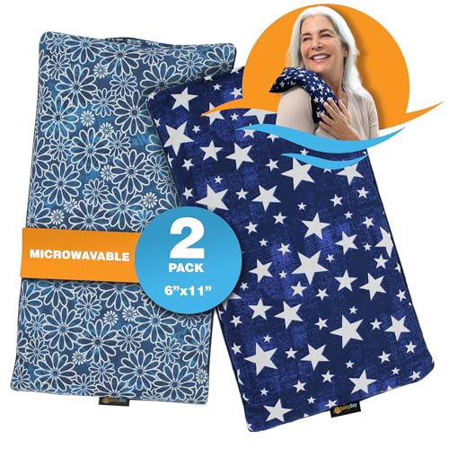 SunnyBay Small Microwave Heating Pad, Microwavable Versatile Cold/Heated Neck and Shoulder Wrap for Back Pain and More, Moist Heat Cotton-Fleece Pad, 6x11 Inches, Blue Star and Royal Flower, Pack of 2 - color: Pack of 2 - Blue Star and Royal Flower