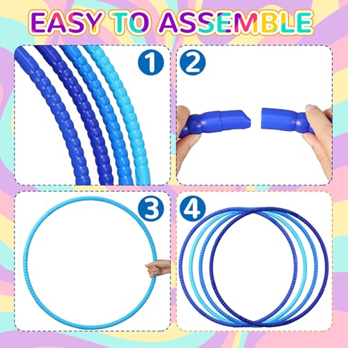 Sratte 12 Pcs Toy Hoop for Kid Detachable Adjustable Toy Hoop Colored Exercise Ring Plastic Circle for Kid Teen Gymnastics Equipment Require Self Assembly (28 Inch,Blue Series) - color: Blue Series, size: 28 Inch