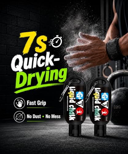 Liquid Chalk Mess-Free Gym Chalk 7’s Quick-Drying for Weightlifting, Gymnastics, Rock Climbing, Pole Dancing Sweat Resistant and Long Lasting for Stronger Hand - style: 2*1.69OZ