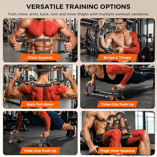 Twister Arm Trainer, 3-Mode Chest Exerciser with Push Up Bars | 50/80/110 LBS Resistance, Power Twister Bar, Upper Body Workout Equipment, For Home Gym, Chest Arms Shoulders