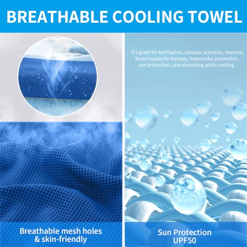 Puomue 5 Pack Cooling Towels, 40 Inches X 12 Inches, Breathable Soft Chilly Microfiber Towel for Yoga, Sport, Running, Workout, Gym, Camping and Fitness, Dark Blue - color: Dark Blue