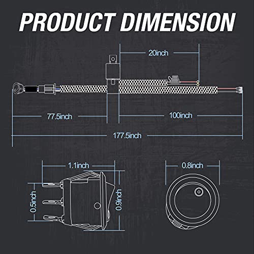 Wiring Harness 1 Lead, ACEC SHOP Light Bar Wiring Harness 12V 40A Rocker Switch Relay Fuse Nylon Wiring Harness Kit for Light Bars Work Lights Fog Lights Rock Lights for Truck UTV ATV Car Boat - style: 1 Lead
